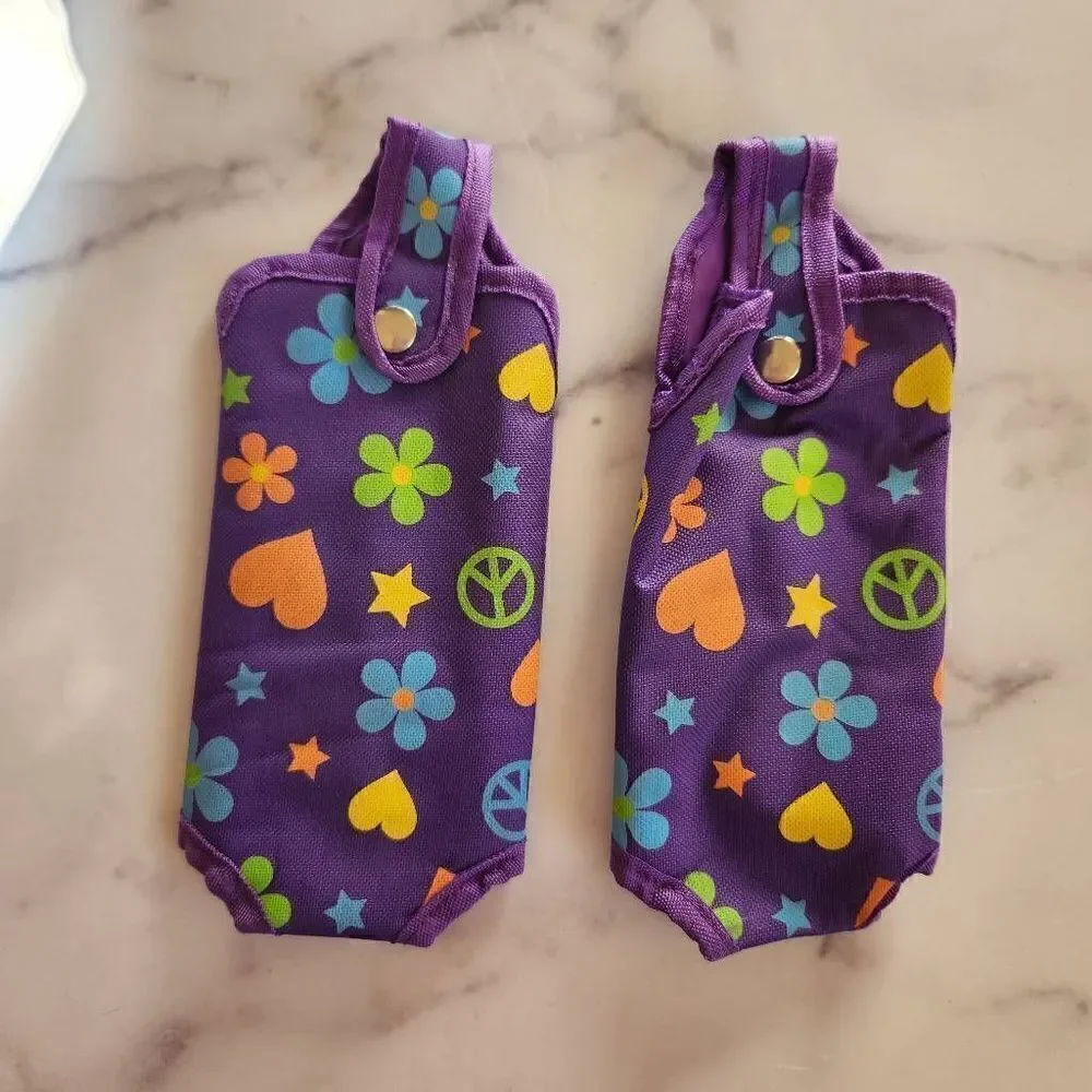 Girly hippie piece bright purple plum bottle insulator set of 2 travel accessori